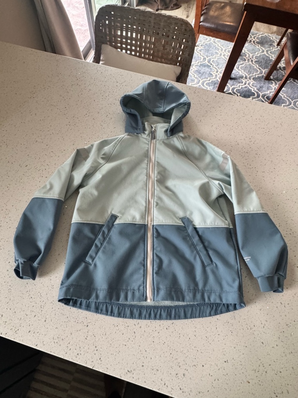 H&M Two-Tone Hooded Rain Jacket - Light Blue & Slate Blue